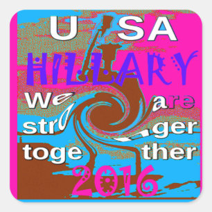 Sticker Carré Retro USA Stronger Together Abstrait Art Print