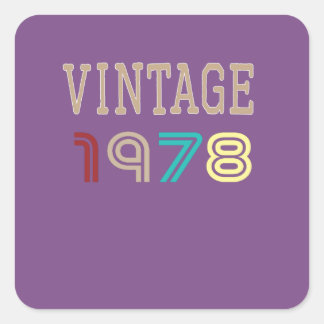 Sticker Carré Retro Vintage 1978 40e cadeau d'anniversaire pour 