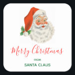 Sticker Carré Rétro Vintage Jolly Santa Claus de Christmas<br><div class="desc">Stickers avec une photo rétro festive. Le vieux Père Noël Jolly avec ses joues rousses et son sourire chaleureux et amical. Un peu de nostalgie de l'ancienne école pour les vieux temps,  cette image rappelle les souvenirs des célébrations du passé de Noël.</div>