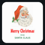 Sticker Carré Rétro Vintage Jolly Santa Claus de Christmas<br><div class="desc">Stickers avec une photo rétro festive. Le vieux Père Noël Jolly avec ses joues rousses et son sourire chaleureux et amical. Un peu de nostalgie de l'ancienne école pour les vieux temps,  cette image rappelle les souvenirs des célébrations du passé de Noël.</div>