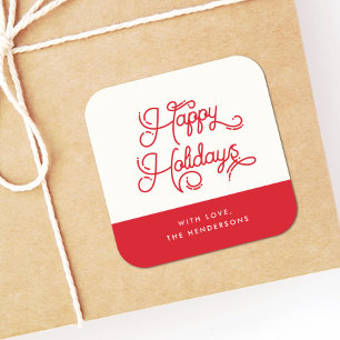 Sticker Carré Retro vintage Joyeux Joyeux Fêtes