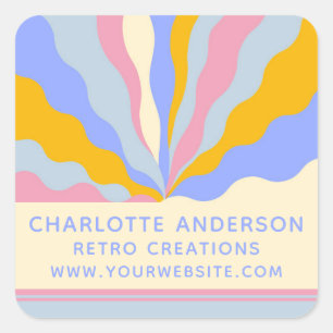 Sticker Carré Retro Vintage Rays Abstrait tendance