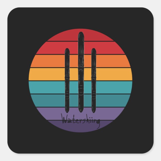 Sticker Carré Retro Waterski - Ski nautique (Devant)