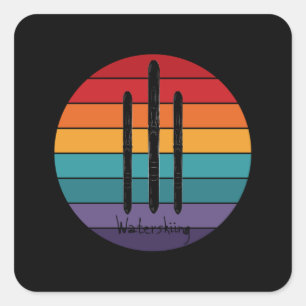 Sticker Carré Retro Waterski - Ski nautique