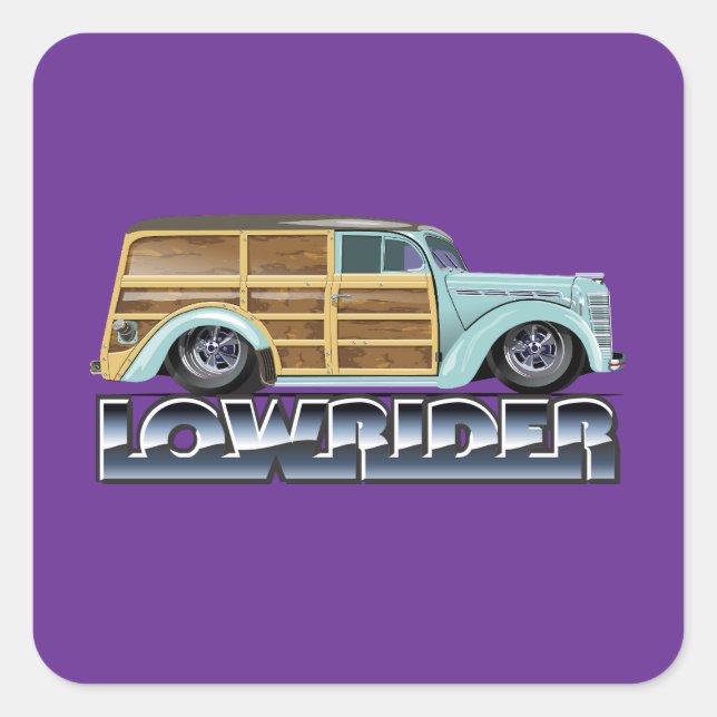 Sticker Carré Rétro Woody Lowrider (Devant)