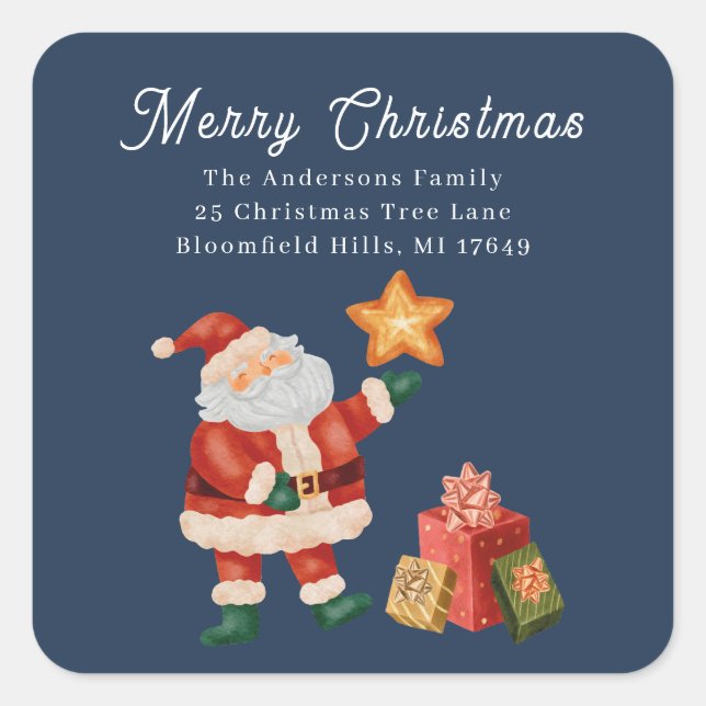 Sticker Carré Return label santa claus nice presents (Devant)