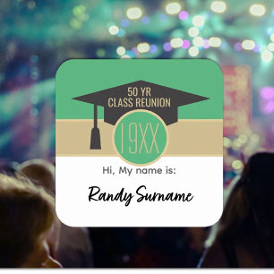 Sticker Carré Réunion ! balise de nom de réunion de classe perso