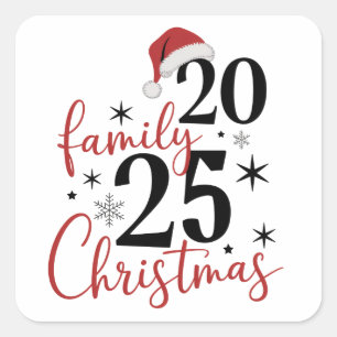 Sticker Carré Réunion de la Squad de Noël en famille 2025 tenue
