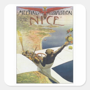 Sticker Carré Réunion vintage D'aviation Nice