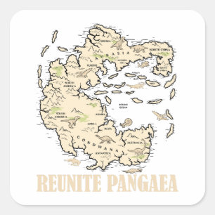 Sticker Carré Réunir Pangaea Plan du monde Histoire Géologie amu