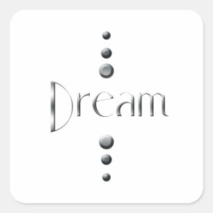 Sticker Carré Rêve de 3 points d'argent bloc