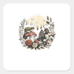 Sticker Carré Rêve de champignon Goblincore et Cottagecore esthé