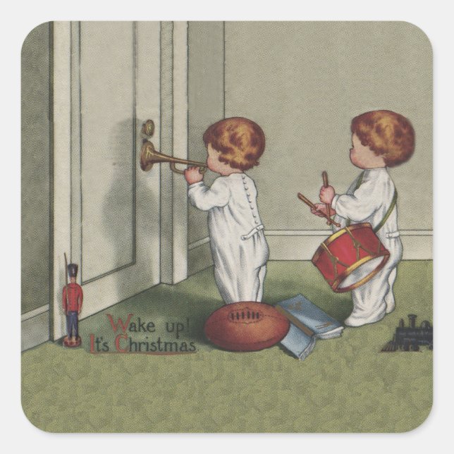 Sticker Carré Réveillez-vous son joli enfant de Noël (Devant)