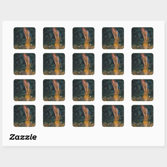 Sticker Carré Réveillon de mi-été d'Edward Robert Hughes (Feuille)