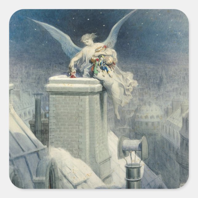 Sticker Carré Réveillon de Noël - Gustave Dore (Devant)