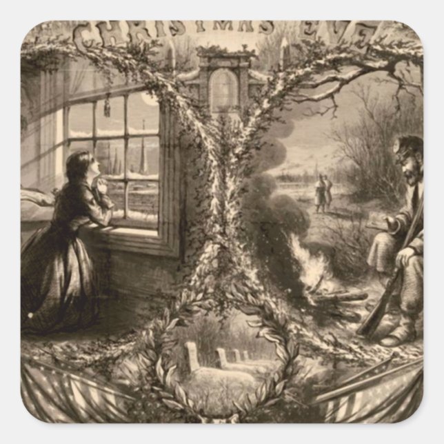 Sticker Carré Réveillon de Noël - Thomas Nast 1863 (Devant)