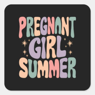 Sticker Carré Révélation de grossesse Fille enceinte Fête prénat