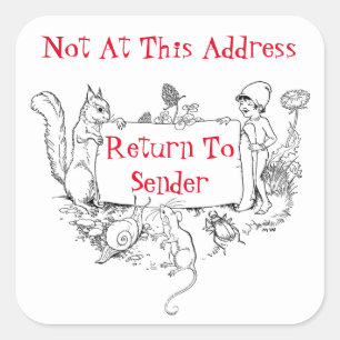 Sticker Carré Revenir À L'Autocollant Expéditeur