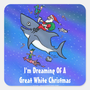 Sticker Carré Rêver D'Un Grand Noël De Requin Blanc