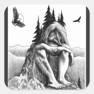 Sticker Carré Rêvez Avec Eagles Sketch Artwork
