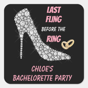 Sticker Carré Rhinestone talons Dernier Fling Bachelorette Party