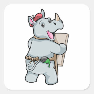 Sticker Carré Rhino à la peinture avec des couleurs
