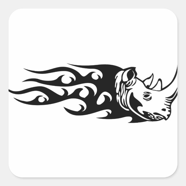 Sticker Carré Rhino en flammes (Devant)