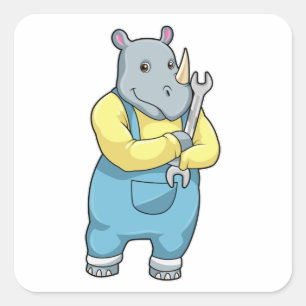 Sticker Carré Rhino en mécanique avec clé