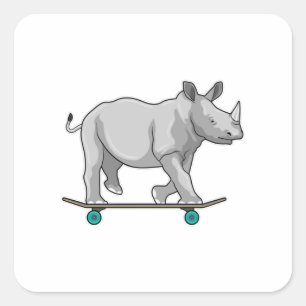 Sticker Carré Rhino en patinage avec skateboard