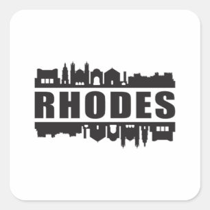 Sticker Carré Rhodes Grèce City Skyline Cityscape Voyage Cadeau