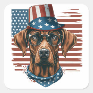 Sticker Carré Rhodesian Ridgeback 4 juillet patriotique