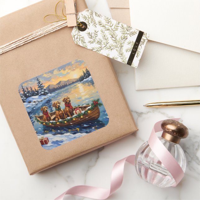Sticker Carré Rhodesian Ridgeback Christmas Boat Holiday (Cadeaux)