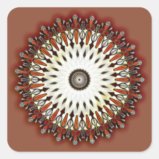 Sticker Carré Riche mandala en cuivre