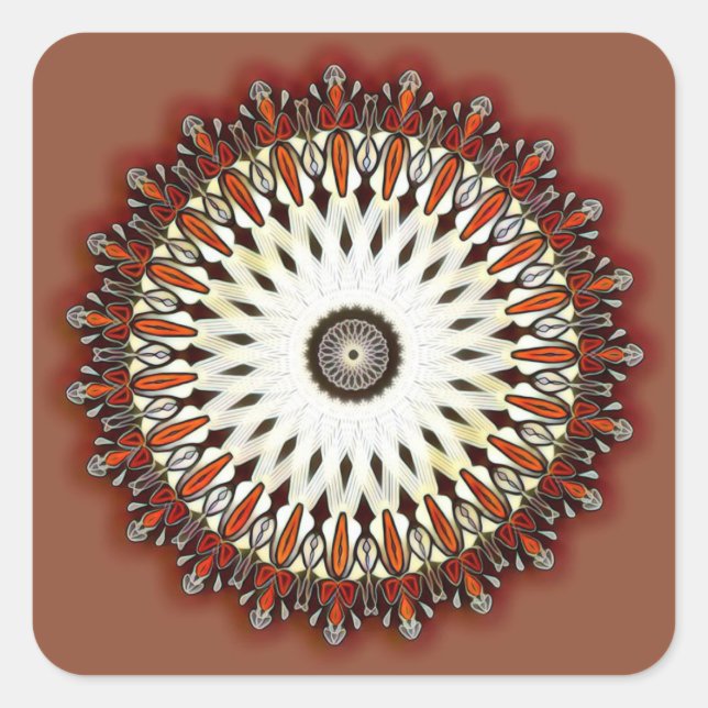 Sticker Carré Riche mandala en cuivre (Devant)