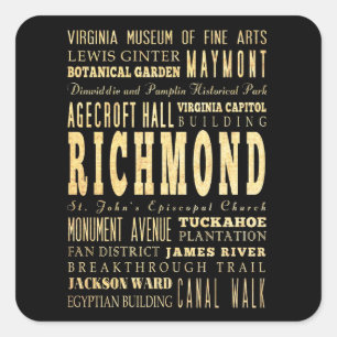 Sticker Carré Richmond City si Virginie Typographie Art