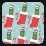 Sticker Carré Rick and Morty | Christmas Pickle Rick Pattern<br><div class="desc">Celebrate Rickmas with this festive Pickle Rick in a stocking pattern!</div>