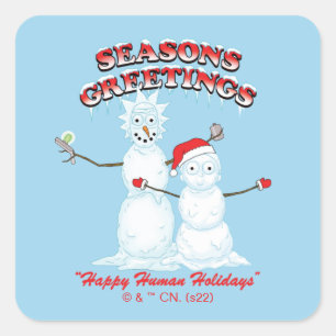 Sticker Carré Rick and Morty   Snowmen Season's Greetings