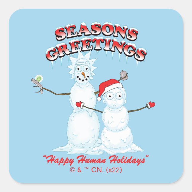 Sticker Carré Rick and Morty | Snowmen Season's Greetings (Devant)