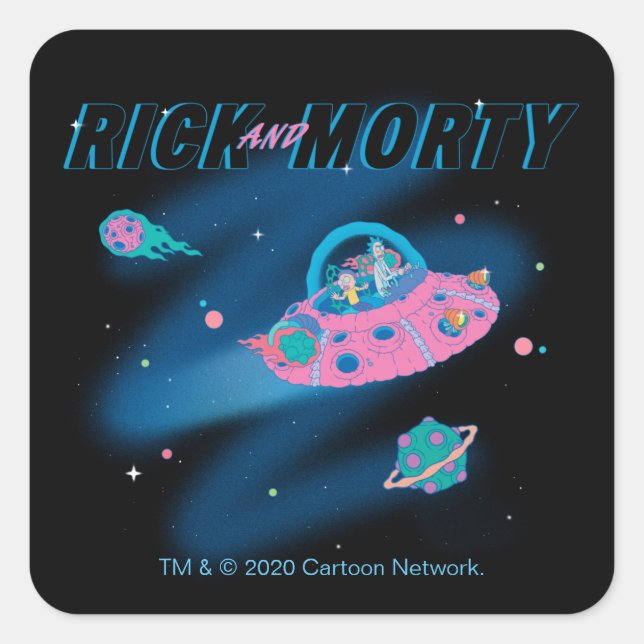 Sticker Carré RICK ET MORTY™ | Voyager dans l'espace (Devant)
