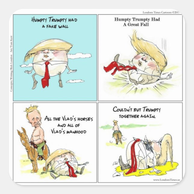 Sticker Carré Rick London "Trumpty Dumpty" Drôle cadeau Trump (Devant)