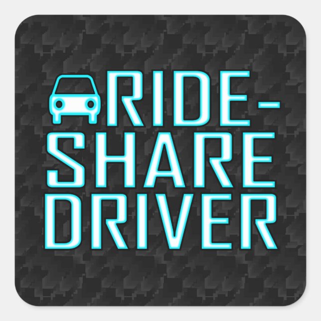 Sticker Carré Ride Share Driver Rideshare Driving (Devant)