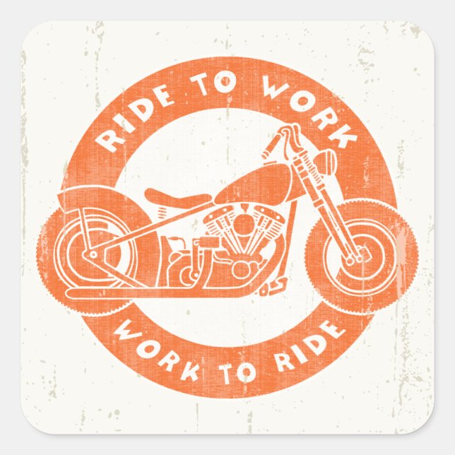 Sticker Carré Ride to Work (Devant)