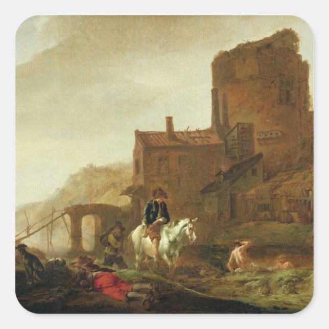 Sticker Carré Rider et Bather (Devant)