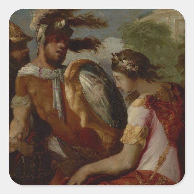 Sticker Carré Rinaldo et le bouclier miroir, c.1650-55 (Devant)