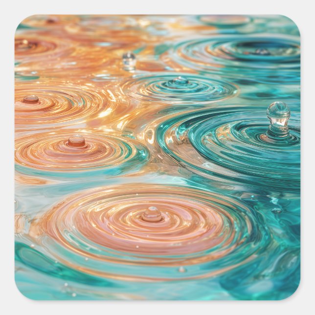 Sticker Carré Ripples of Tranquility Abstract Water Harmony (Devant)