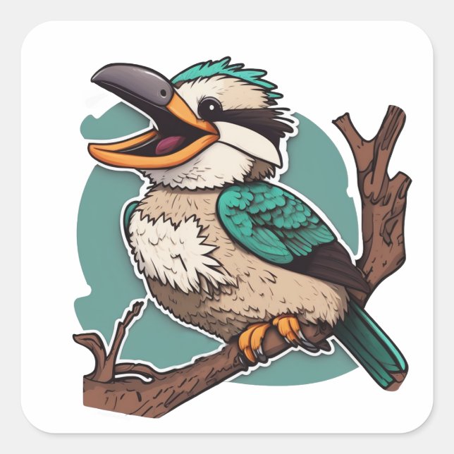 Sticker Carré Rire Kookaburra (Devant)