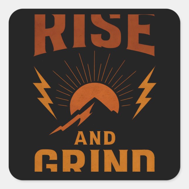 Sticker Carré Rise and Grind – Early Morning Hustle Fitness (Devant)