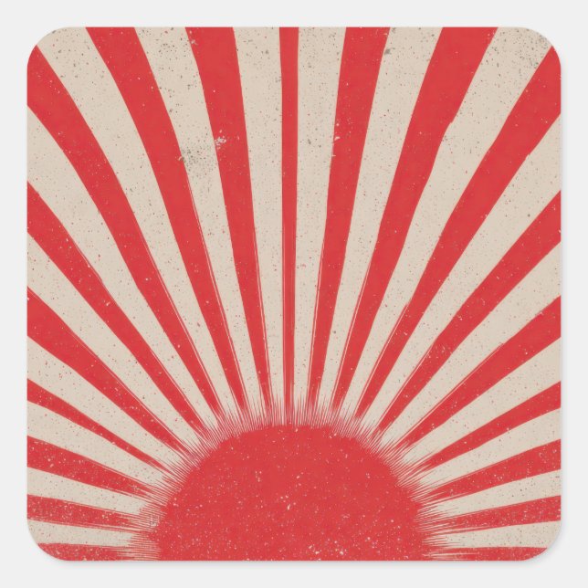 Sticker Carré Rising Sun Background – Retro Vintage Rays (Devant)