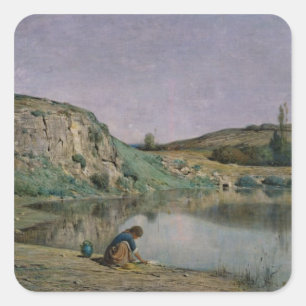 Sticker Carré Rive du lac du Bourget