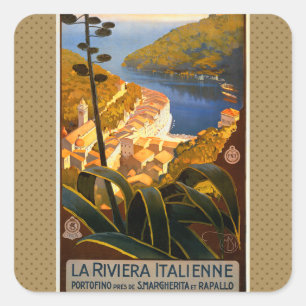 Sticker Carré Riviera italienne Europe Italie Affiche de voyage